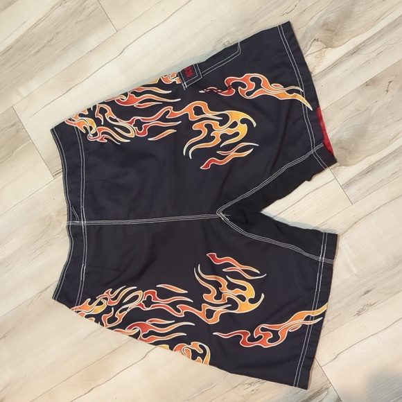 Y2K Tiger Flames Board Shorts - Picture 2 of 6